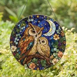 Moonlit Owl Window Accent For Cozy Cottage Decor, Housewarming, And Nature Lovers Stained Glass Suncatcher