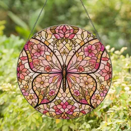 Pressed Flower Butterfly Memorial Window Decor for Cottagecore Garden Home Gifts Stained Glass Suncatcher