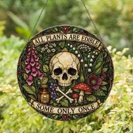 All Plants Are Edible Gothic Stained Glass Skull Window Decor For Plant Lovers Gift Stained Glass Suncatcher