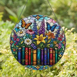 Stained Glass Book Bouquet Window Decor For Library Lovers And Garden Nooks Home Stained Glass Suncatcher