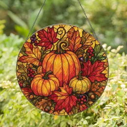 Autumn Pumpkin Leaf Window Accent For Harvest Home And Fall Gatherings Lovers Everywhere Stained Glass Suncatcher