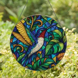 Hummingbird Window Hanging For Spring Decor, Tropical Bird Gift For Nature Lovers Stained Glass Suncatcher