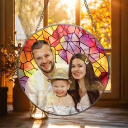 Personalized Photo Suncatcher – Custom Stained Glass Window Hanging, Portrait Picture Keepsake Gift