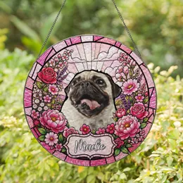 Custom Dog Portrait Stained Glass Suncatcher, Personalized Pet Memorial Cat Loss Keepsake, Pet Loss Gift