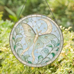 Celestial Luna Moth and Crescent Moon for Cottagecore Botanical Witchy Decor Stained Glass Suncatcher