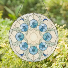 Blueberry Cluster with Radiating Leaves Circle Mother's Day Home Decor Gift Stained Glass Suncatcher