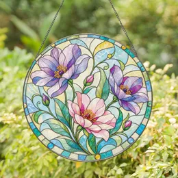 Pastel Wildflower Trio for Cottage Garden Decor and Nature Loving Homeowners at Heart Stained Glass Suncatcher