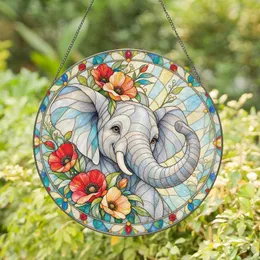 Elephant Floral Mother's Day Gift for Nature Lovers and Peaceful Bohemian Home Decor Stained Glass Suncatcher