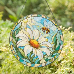 Chamomile Daisy and Honeybee for Cheerful Mother's Day Decor, Loving Daughter to Mom Stained Glass Suncatcher