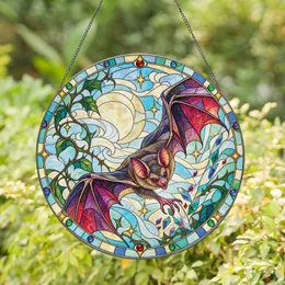 Gothic Bat Halloween Decor for Spooky Home Style and Housewarming Gift Giving Ideas Stained Glass Suncatcher