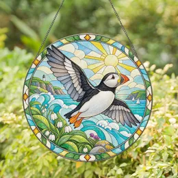 Puffin Bird Coastal Spring Welcome Decor for a New Home and Mother's Day Gift for Mom Stained Glass Suncatcher