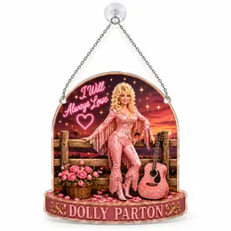 Dolly Parton Pink Western Boots Country Girl Holiday Gift for Music Lovers and Fans Custom Shape Window Hanging Acrylic Ornament