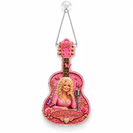 Dolly Parton Pink Guitar Keepsake for Country Music Fans and Western Style Gifts Custom Shape Window Hanging Acrylic Ornament