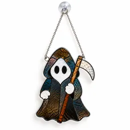 Grim Reaper Halloween Decor for Gothic Home, Haunted Parties, and Spooky Gift Ideas Custom Shape Window Hanging Acrylic Ornament