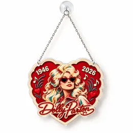 Dolly Parton Red Heart Christmas Keepsake For Country Music Fans And Holiday Trees Custom Shape Window Hanging Acrylic Ornament