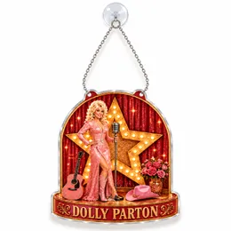 Dolly Parton Pink Western Stage for Country Music Fans, Holiday Home Decor and Gifting Custom Shape Window Hanging Acrylic Ornament