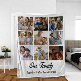 Personalized Family Photo Blanket – Custom Photo Collage Fleece Throw for Mom Dad Grandma Grandpa, Birthday, Christmas Gift