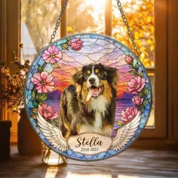 Custom Dog Portrait Stained Glass Suncatcher, Personalized Pet Memorial Cat Loss Keepsake, Pet Loss Gift