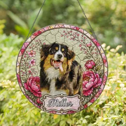 Custom Dog Portrait Stained Glass Suncatcher, Personalized Pet Memorial Cat Loss Keepsake, Pet Loss Gift