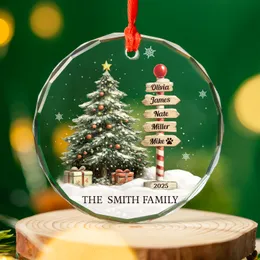 Personalized Glass Christmas Ornament – Custom Family Names & Year Street Sign Keepsake, Xmas Gift