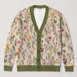 Pastel Wildflower Meadow for Relaxed Everyday Layering and Cottagecore Weekend Wardrobes All-over Print Knitted Cardigan