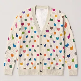 Colorful Cat Motifs For Playful Everyday Layering, Cheerful Style For Cat Lovers All-over Print Knitted Cardigan
