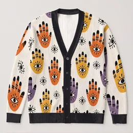 Mystic Eye Hands And Watchful Eyes For Everyday Layering And Autumn Street Style All-over Print Knitted Cardigan