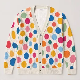 Colorful Polka Dots For Everyday Layering, Weekend Outings, And Easy Casual Style All-over Print Knitted Cardigan