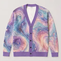 Pastel Cosmic Nebula Stars For Dreamy Everyday Layering And Boho Weekend Style Women All-over Print Knitted Cardigan