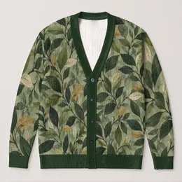 Botanical Leaf Motif For Relaxed Autumn Layers And Everyday Outdoor Style For Women All-over Print Knitted Cardigan
