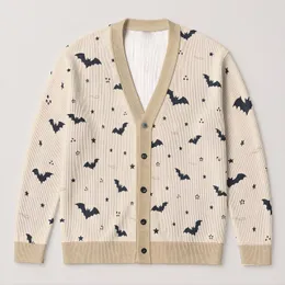 Midnight Bat And Star Motifs For Autumn Layering, Whimsical Gothic Style For Women All-over Print Knitted Cardigan