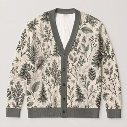 Pinecone Evergreen Woodland Botanicals for Cozy Winter Outings and Holiday Gatherings All-over Print Knitted Cardigan