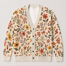 Autumn Floral Blooms for Cozy Layering, Everyday Outings, and Women’s Fall Wardrobe All-over Print Knitted Cardigan