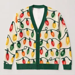 Colorful Christmas Light Bulbs for Festive Holiday Gatherings and Cozy Family Style All-over Print Knitted Cardigan