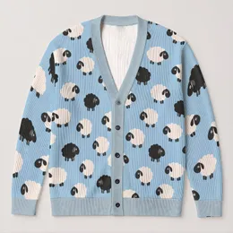 Playful Sheep Motifs for Cozy Holiday Layering and Casual Everyday Wear for Women All-over Print Knitted Cardigan