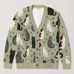 Playful Cat Companions for Cozy Everyday Layering and Thoughtful Feline Lover Gifts All-over Print Knitted Cardigan