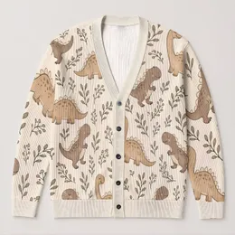 Cute Dinosaur Woodland Motifs For Casual Autumn Outings And Animal Lover Gift Ideas All-over Print Knitted Cardigan