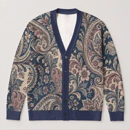 Vintage Paisley Floral Motifs for Bohemian Layering and Everyday Weekend Outfits for Women All-over Print Knitted Cardigan