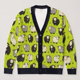 Sheep Farm Friends for Casual Countryside Layering and Cozy Everyday Style for Women All-over Print Knitted Cardigan