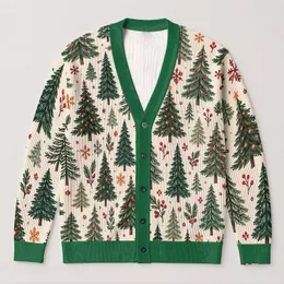 Christmas Tree Holiday Forest Motif for Cozy Winter Layering and Festive Gatherings All-over Print Knitted Cardigan