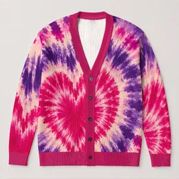 Pink Heart Burst Tie Dye Style For Casual Layering And Weekend Wear For Women All-over Print Knitted Cardigan
