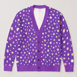 Pastel Confetti Dots for Cheerful Everyday Layering and Casual Office Style Women All-over Print Knitted Cardigan