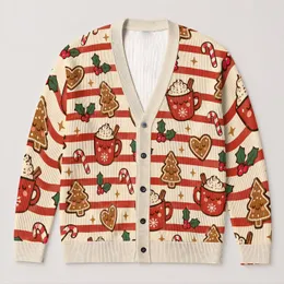 Festive Hot Cocoa Gingerbread Holiday Style for Cozy Winter Gatherings for Women All-over Print Knitted Cardigan