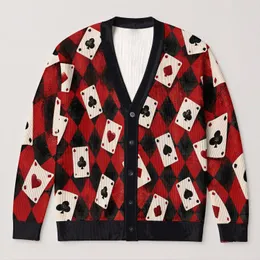 Playing Card Hearts And Spades Style For Game Nights And Casual Weekend Layering At Home All-over Print Knitted Cardigan