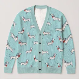 Dachshund Dogs with Red Bows for Cozy Autumn Layering and Everyday Gifts for Dog Lovers All-over Print Knitted Cardigan