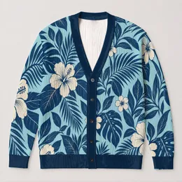 Tropical Hibiscus and Palm Leaves for Resort Travel, Spring Layers, Gift for Women All-over Print Knitted Cardigan