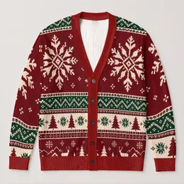Nordic Snowflake and Evergreen Holiday Motifs for Cozy Winter Layering, Women’s Gift All-over Print Knitted Cardigan