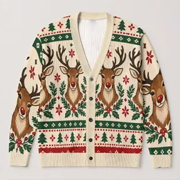 Christmas Reindeer Snowflake Nordic Holiday Style For Cozy Winter Gatherings And Trips All-over Print Knitted Cardigan