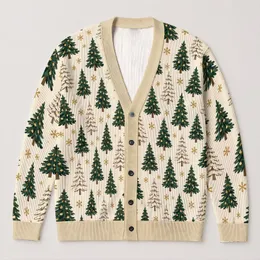 Evergreen Tree Holiday Charm For Cozy Winter Layering And Festive Family Gatherings All-over Print Knitted Cardigan