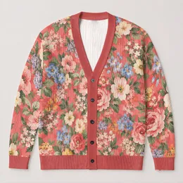 Vibrant Floral Blooms for Weekend Layering and Garden Gatherings, Feminine Style All-over Print Knitted Cardigan
